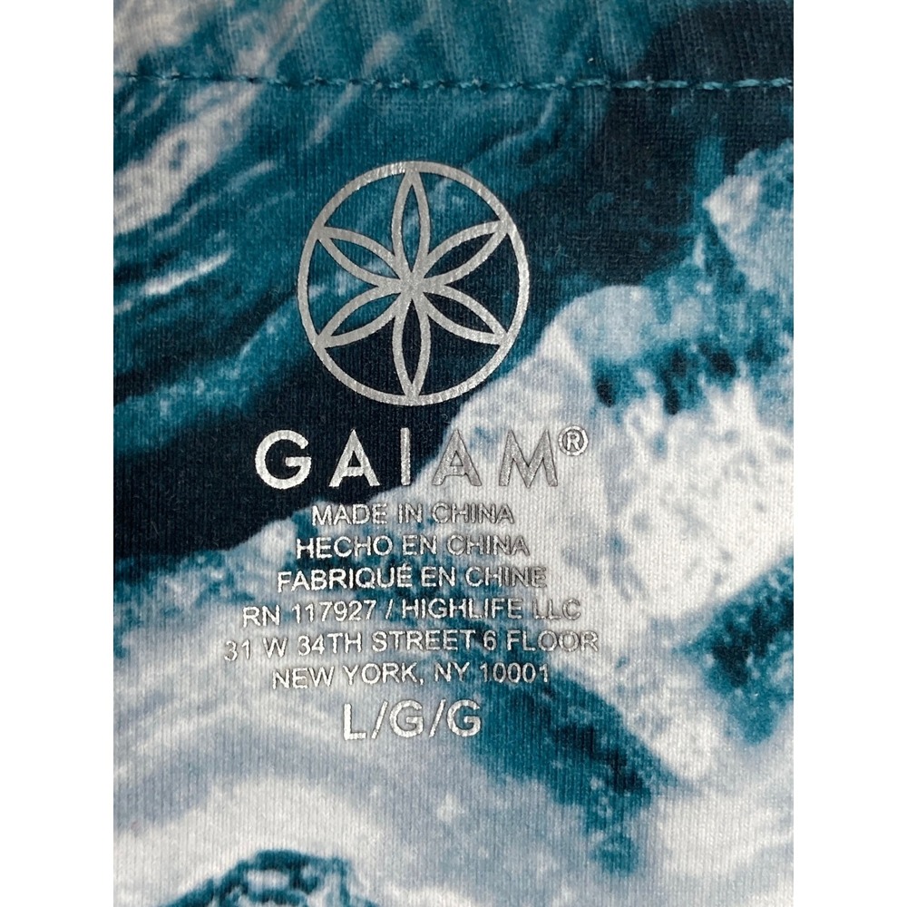 Gaiam High-Rise Printed Yoga Leggings Women's Large Blue Teal Activewear‎ - Picture 4 of 7
